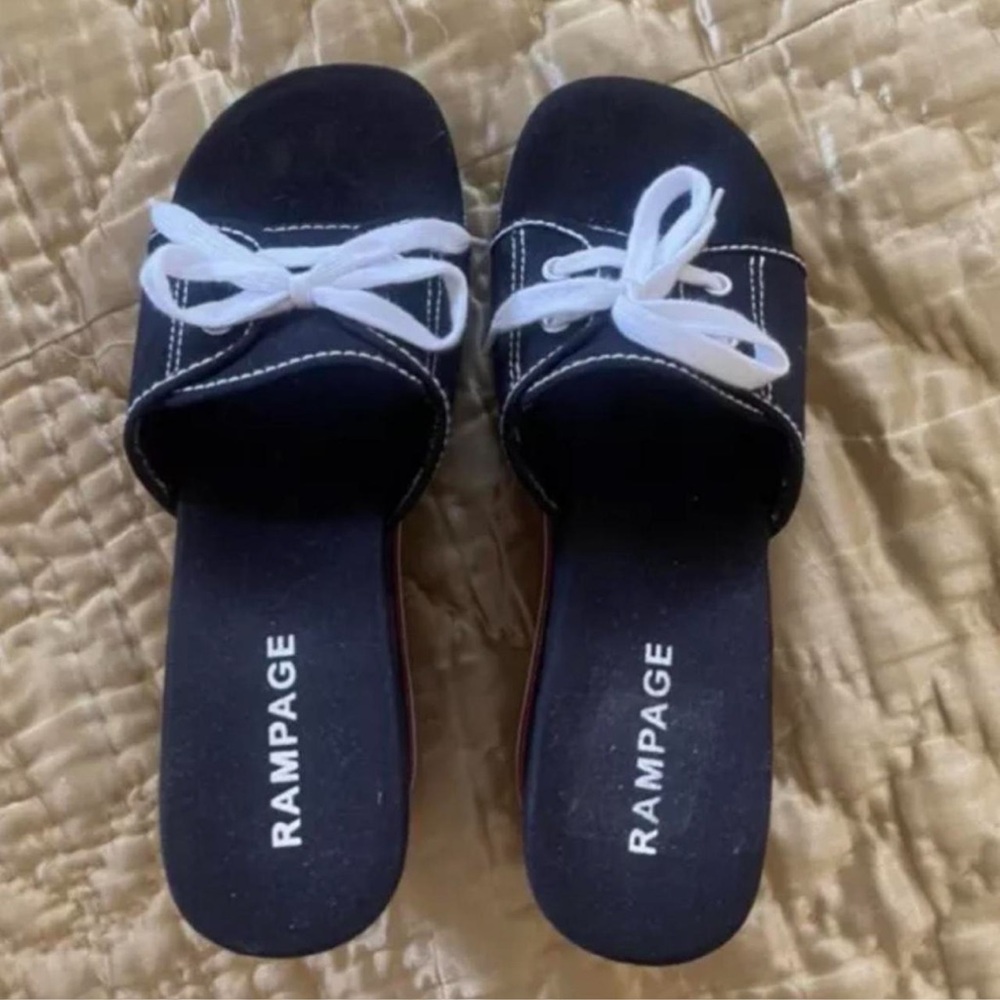 Platform mules 90s vintage slides chunky platform sailor style y2k sandals - Picture 3 of 5